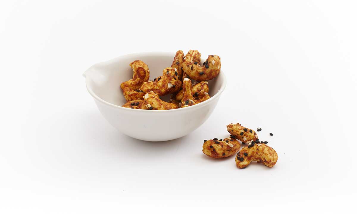 Roasted cashews in small bowl at The Ranch Malibu